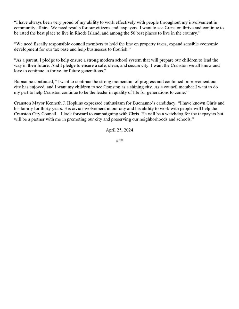 electbuonanno's tweet photo. Official Press Release! https://t.co/iI497mxTnr