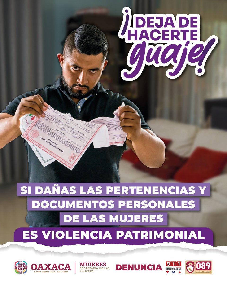 Si te sientes en peligro o conoces un caso de violencia  reporta o denuncia al 089 y 911 

#DejaDeHacerteGuaje 
#MujeresSinViolencia