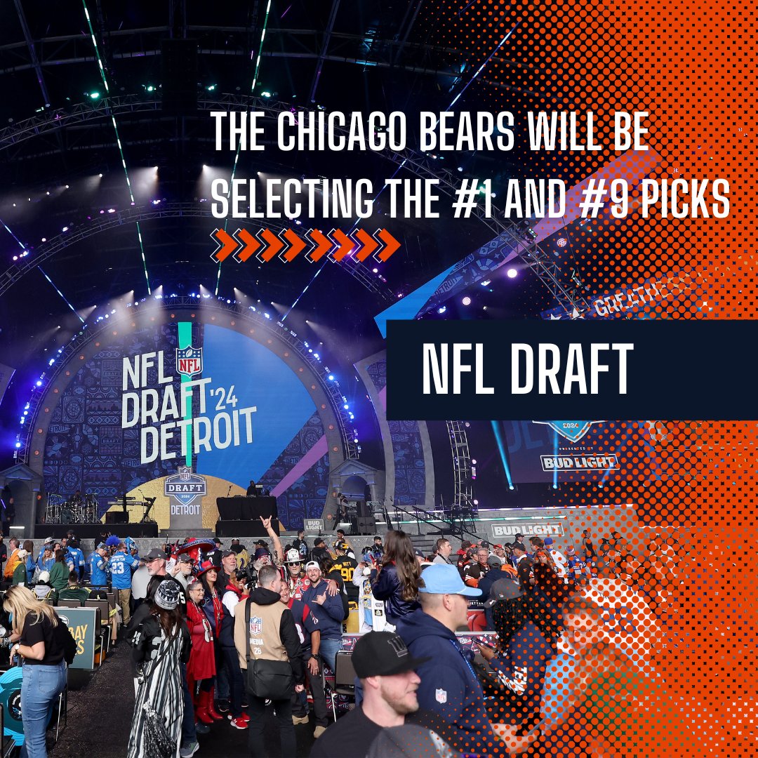 Tonight will be a busy one as the Bears pick first and ninth in the first round of the 2024 NFL draft. WBBM's @rickgregg and @JudsonRichrds will have live coverage tonight starting at 7 p.m. Listen live: bit.ly/3tJLJMh