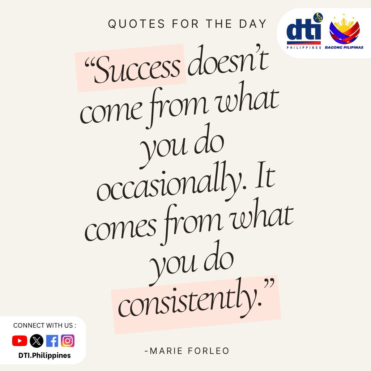 Success isn't an occasional stroke of luck—it's the result of consistent effort and dedication. It's about showing up day in and day out, doing the work even when it's tough. 

Happy Friday!

#FinallyFriday #ShopSmall #BuyLokal #EatLokal #GoLokal #SupportLocal #iamDTIph