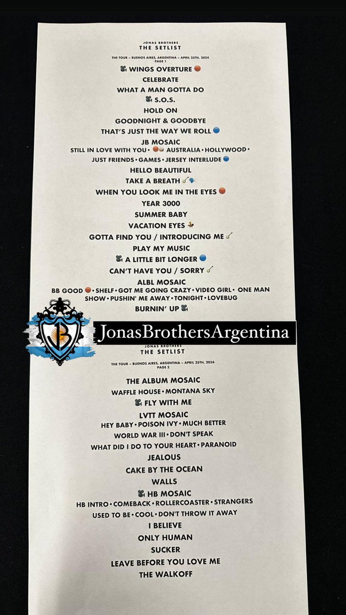 👉🏻 Setlist Buenos Aires, Argentina 25/04 🇦🇷