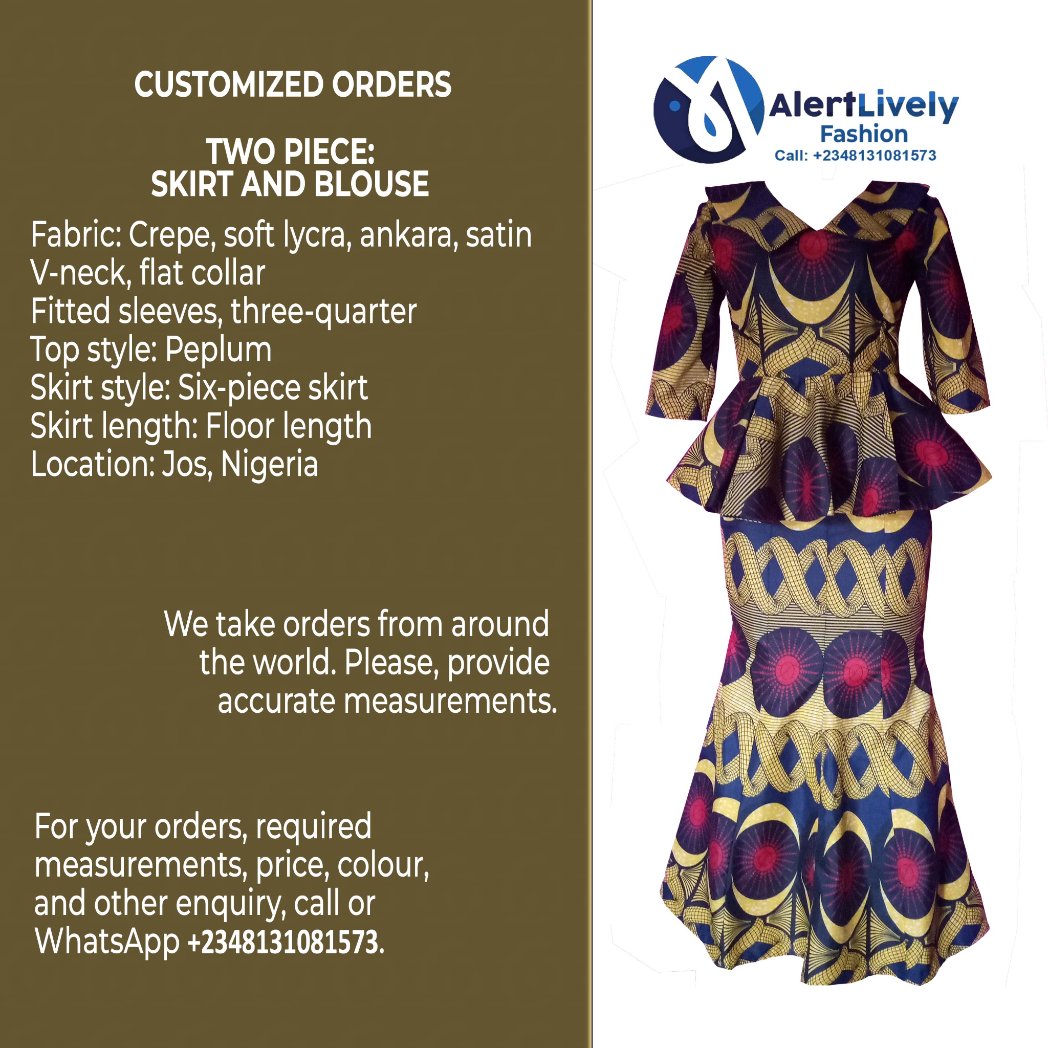 Lovely. ♥️
Contact us to sew yours. 🤝🏼

Two Piece: Skirt and Blouse by AlertLively Fashion

#fashion #alertlivelyfashion #readytowear