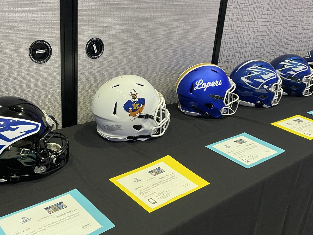 Soooo many cool helmets 😲 14th annual Loper Backers about to get underway!! @UNK_Football #LopesUp