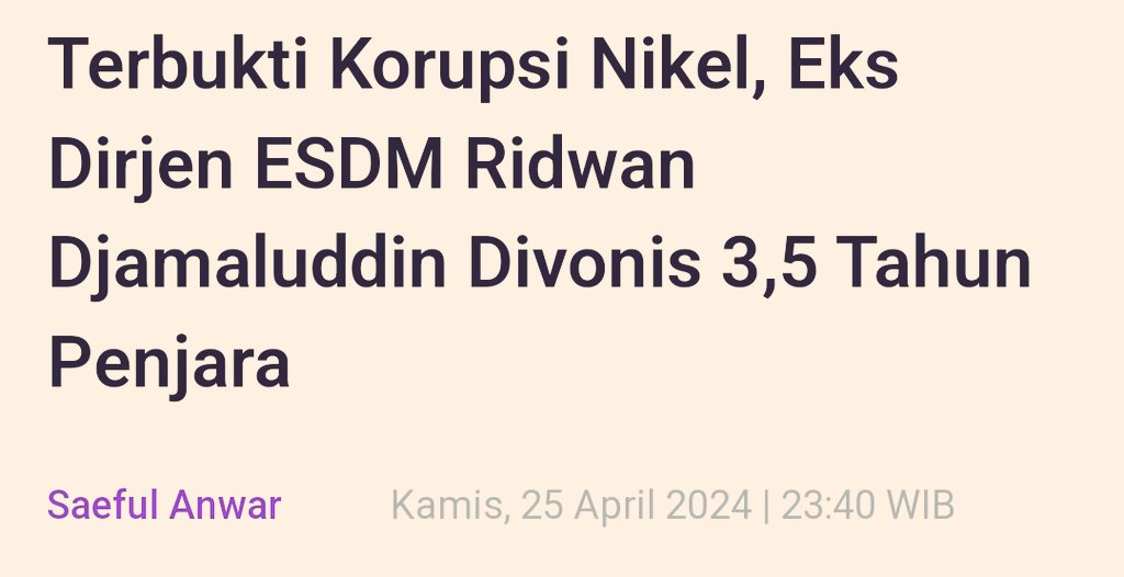 𝑨𝒏𝒆𝒆𝒆𝒉𝒉𝒉... Sebagai Dirjen Minerba Kem ESDM,𝑹𝑫 Tidak Membantu Program Pemerintah Dalam Pemberantasan Tindak Pidana Korupsi.Malah  Mengakibatkan Kerugian Keuangan Negara Cukup Besar.
Dan Konyolnya 𝑹𝑫,𝑻𝒊𝒅𝒂𝒌 Merasa Bersalah.

𝑷𝒂𝒓𝒂𝒂𝒂𝒉𝒉 𝑵𝒋𝒊𝒊𝒊𝒓𝒓..