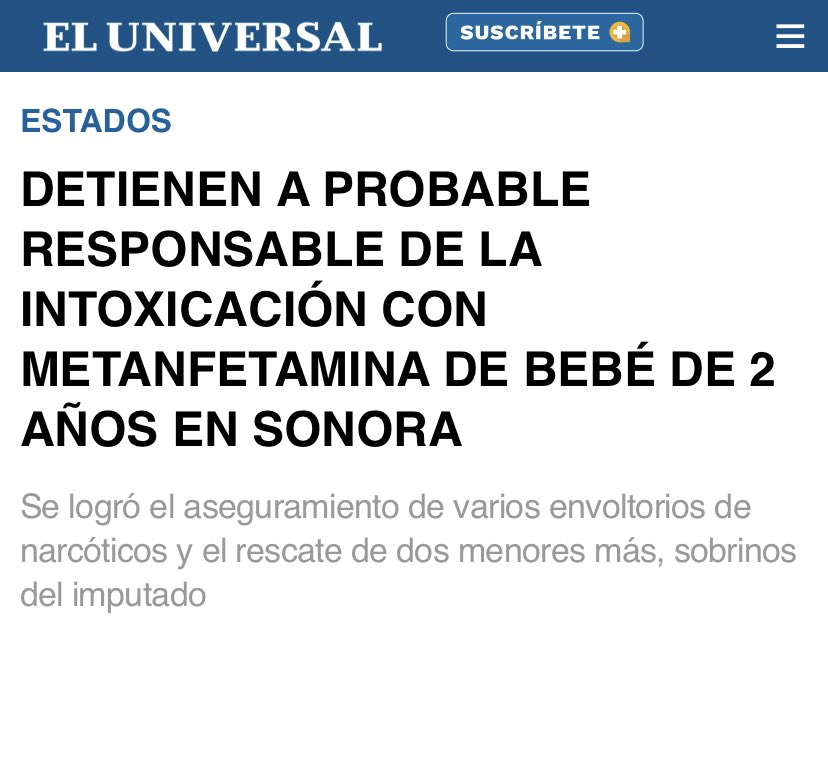 DETIENEN A PROBABLE RESPONSABLE DE LA INTOXICACIÓN CON METANFETAMINA DE BEBÉ DE 2 AÑOS EN SONORA 🇲🇽 eluniversal.com.mx/estados/detien…