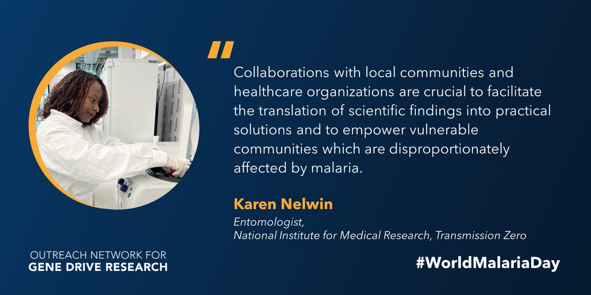 “As an entomologist at @NIMR_Tanzania and collaborator with @transm0 @ifakarahealth, my research aims to contribute to the development of equitable #malaria interventions” - Karen Nelwin @knelzs 🔬🦟

#WorldMalariaDay #SheFightsMalaria @endmalaria