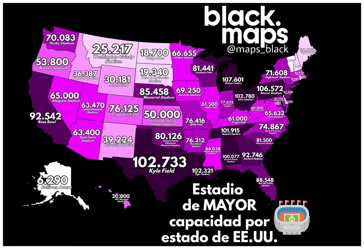 Estadio de mayor capacidad en cada estado de Estados Unidos 🇺🇸🏟️