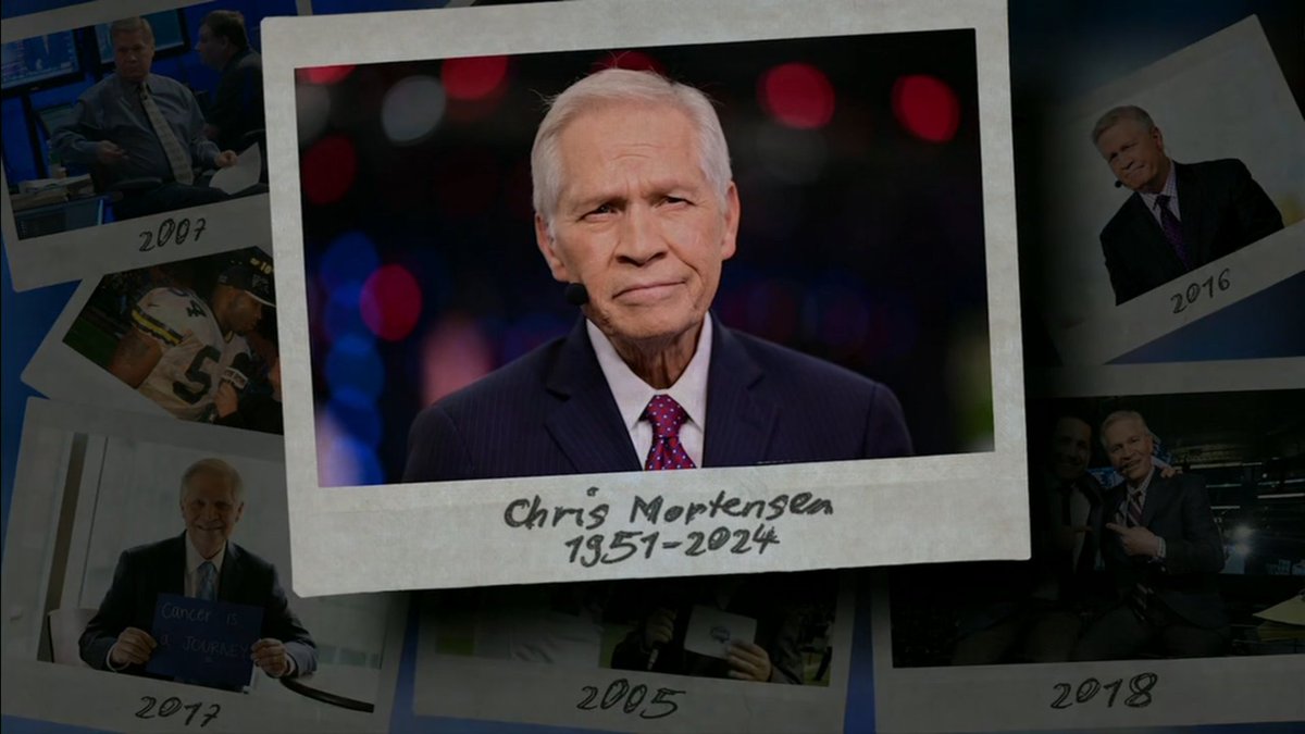 A wonderful tribute to Chris Mortensen from our ESPN team just now. Tonight won't be the same without him. Mort was instrumental in ESPN's #NFLDraft coverage for decades.