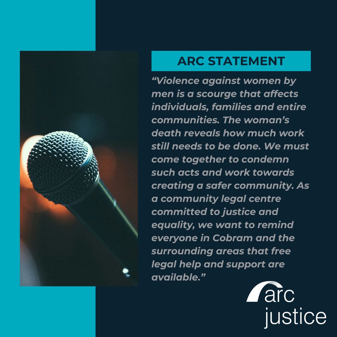 Earlier this week, ARC Justice issued a statement about the death of a 49-year-old woman in Cobram – today named as Emma Bates – which serves as a stark reminder of the urgent need to address and end violence against women. To read the full statement: arcjustice.org.au/resource/arc-j…