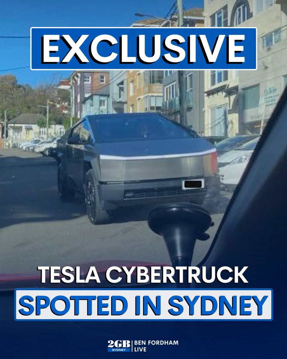 ** EXCLUSIVE PHOTO ** The Tesla Cybertruck has arrived in Australia. It's driving around Sydney TODAY. Have you spotted it?? Trent Nikolic shared the details. 🎧omny.fm/shows/ben-ford…🎧
