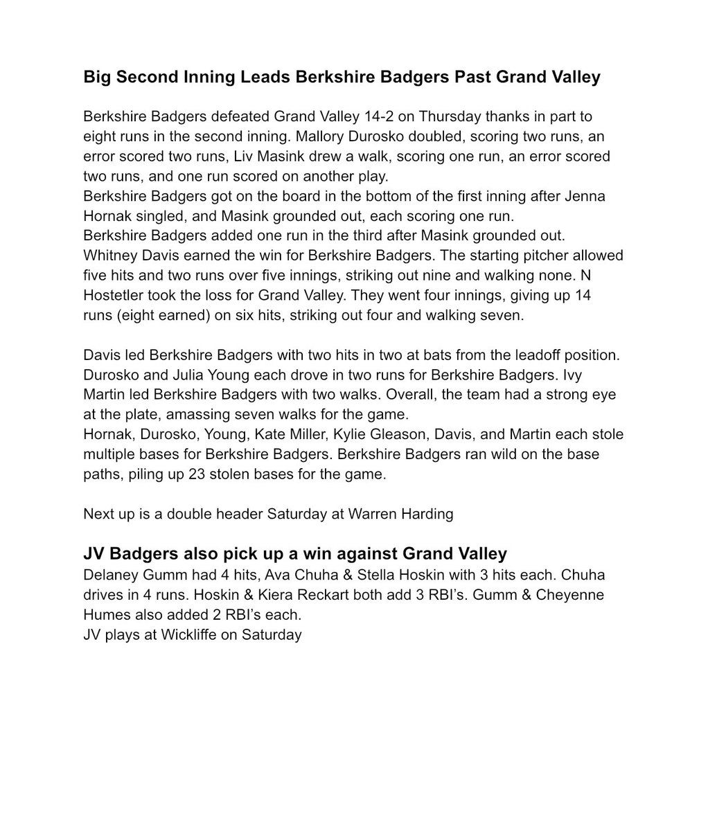 ๐น๐๐ฃ๐๐ค๐๐๐ฃ๐ ๐๐๐๐ช ๐น๐๐๐๐๐ฃ๐ค (@bhs_ladybadgers) on Twitter photo Badgers 4-0 on the week. Badgers 4-0 on the week.