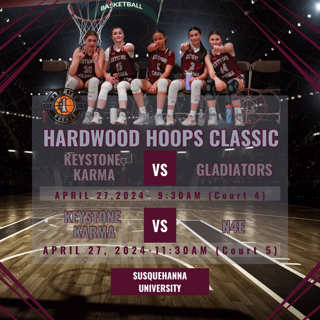 This weekend catch <a href="/AauKarma/">KeystoneKarmaAAU</a> 16U team this weekend at Susquehanna University for <a href="/Premier1Events/">Premier 1 Events</a> Midpenn Hardwood Hoops Classic.