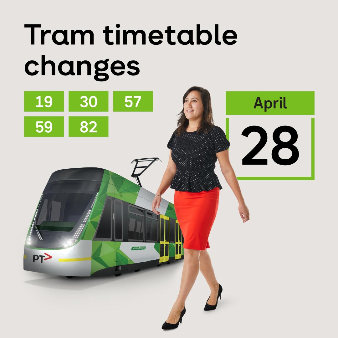 Hello more frequent and reliable tram services! 👋 🚋 From 28 April, new timetables will be in place for Routes 19, 30, 57, 59 and 82. Check your timetable and plan ahead: bit.ly/3U1SRjK
