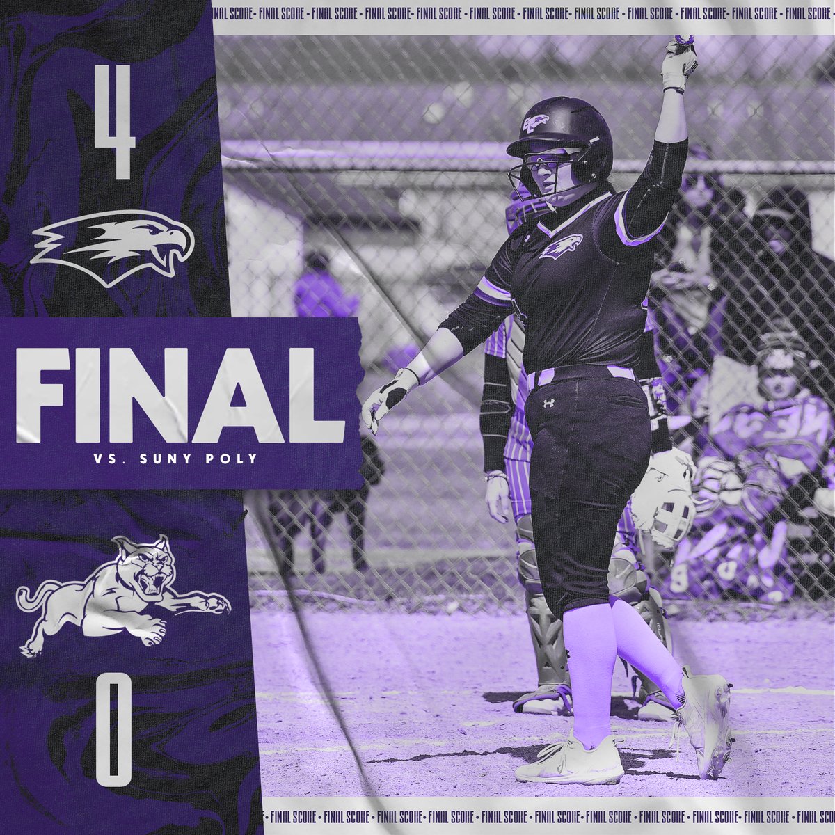 FINAL | @ElmiraCollegeSB split its afternoon with SUNY Poly, picking up a 4-0 victory in game two! Riley Storrs paced EC offensively, picking up a pair of hits and RBIs in the contest while McAnelly went 6.2 innings of no-run ball! 🥎

#TogetherWeFly #FightOn4EC #ElmiraProud