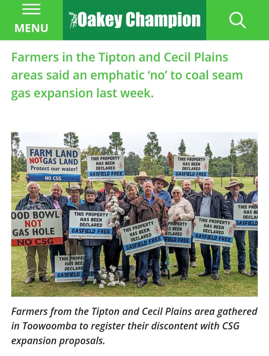 #Coexistence with #CSG on intensively farmed cropping land is a sugar-coated fantasy peddled by industry and the government. 

Evidence-based research, science & the glaring impacts already occurring in existing gasfield areas show this to be the case. 

Farmers on the…