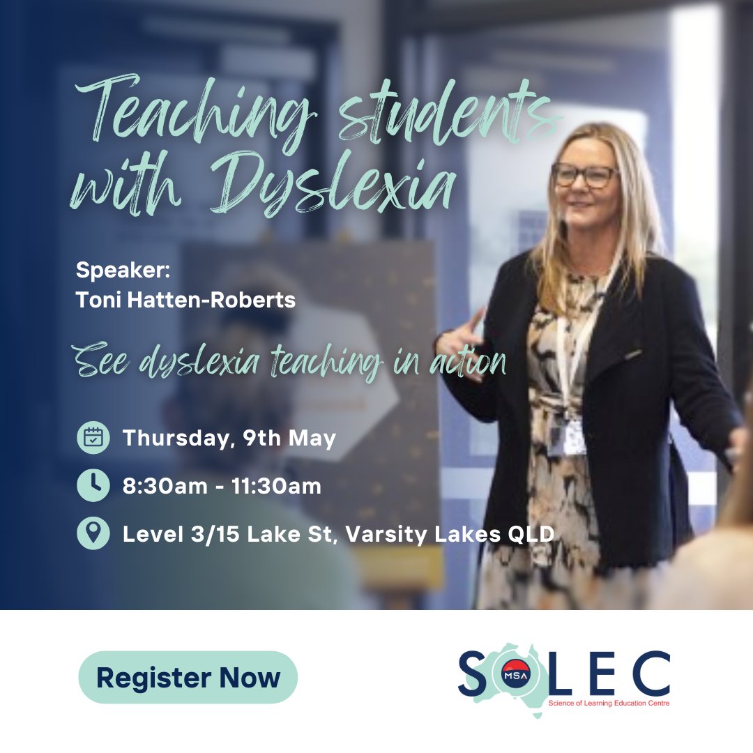 Join Toni Hatten-Roberts at Mastery School Australia, Varsity on Thursday, May 9, 2024 at 8:30 AM for a day full of insightful and practical tips on teaching dyslexic pupils. Take advantage of this opportunity to broaden your knowledge and improve the lives of dyslexic…
