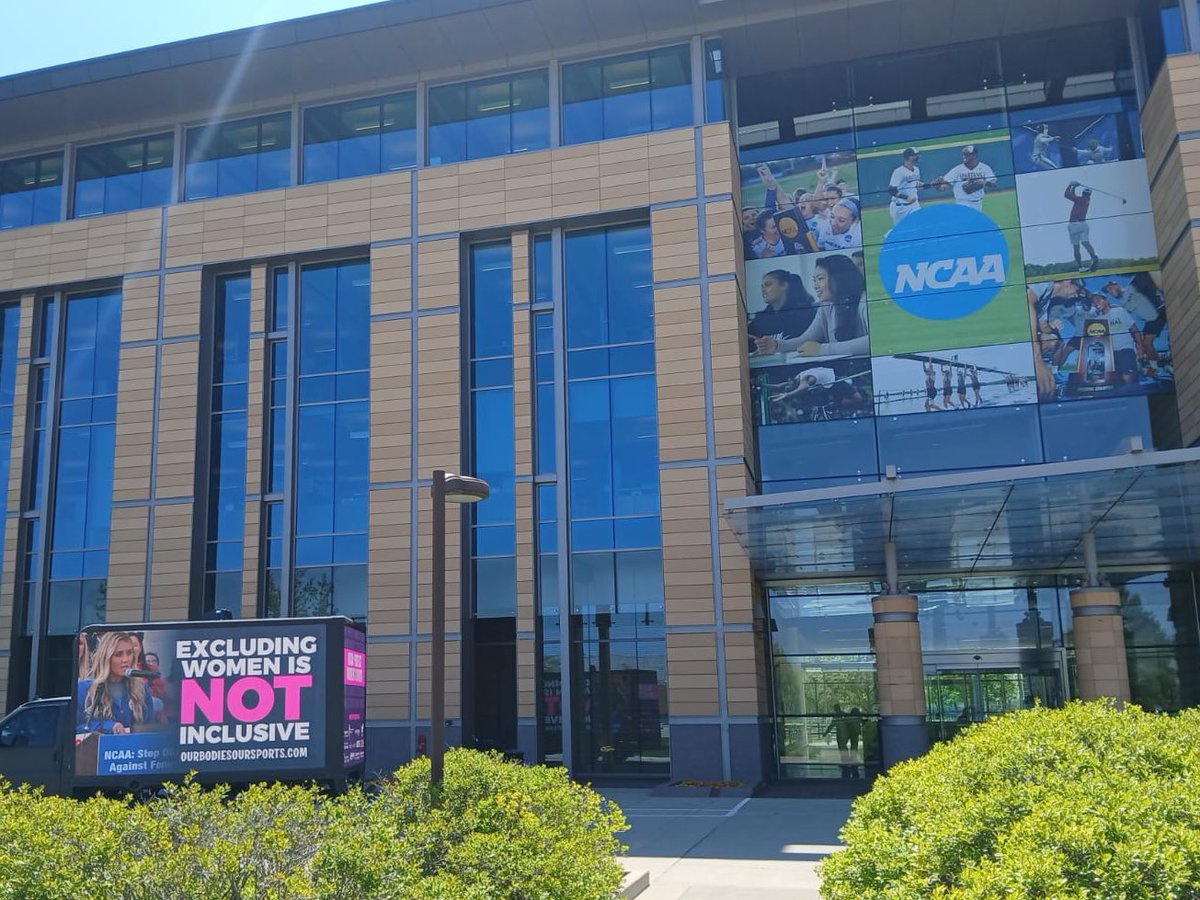 We are telling the <a href="/NCAA/">NCAA</a> - EXCLUDING WOMEN IS NOT INCLUSIVE‼️

Our Bodies, Our Sports is running mobile billboard ads throughout the week in front of the NCAA Headquarters &amp; the perimeter of the NCAA “Inclusion” Forum. #SaveWomensSports 
iwf.org/2024/04/24/fem…