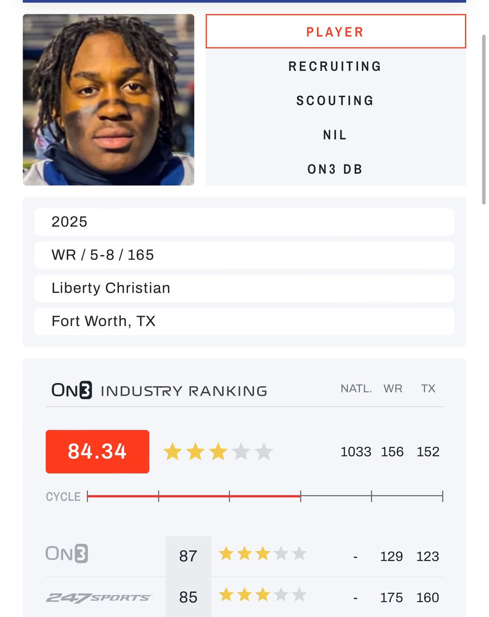 WOW! Blessed to be rated a 3⭐️ by @On3Recruits. Thank you @samspiegs @SWiltfong_ @drobalwayzopen @LCS__Football @josiahtauaefa