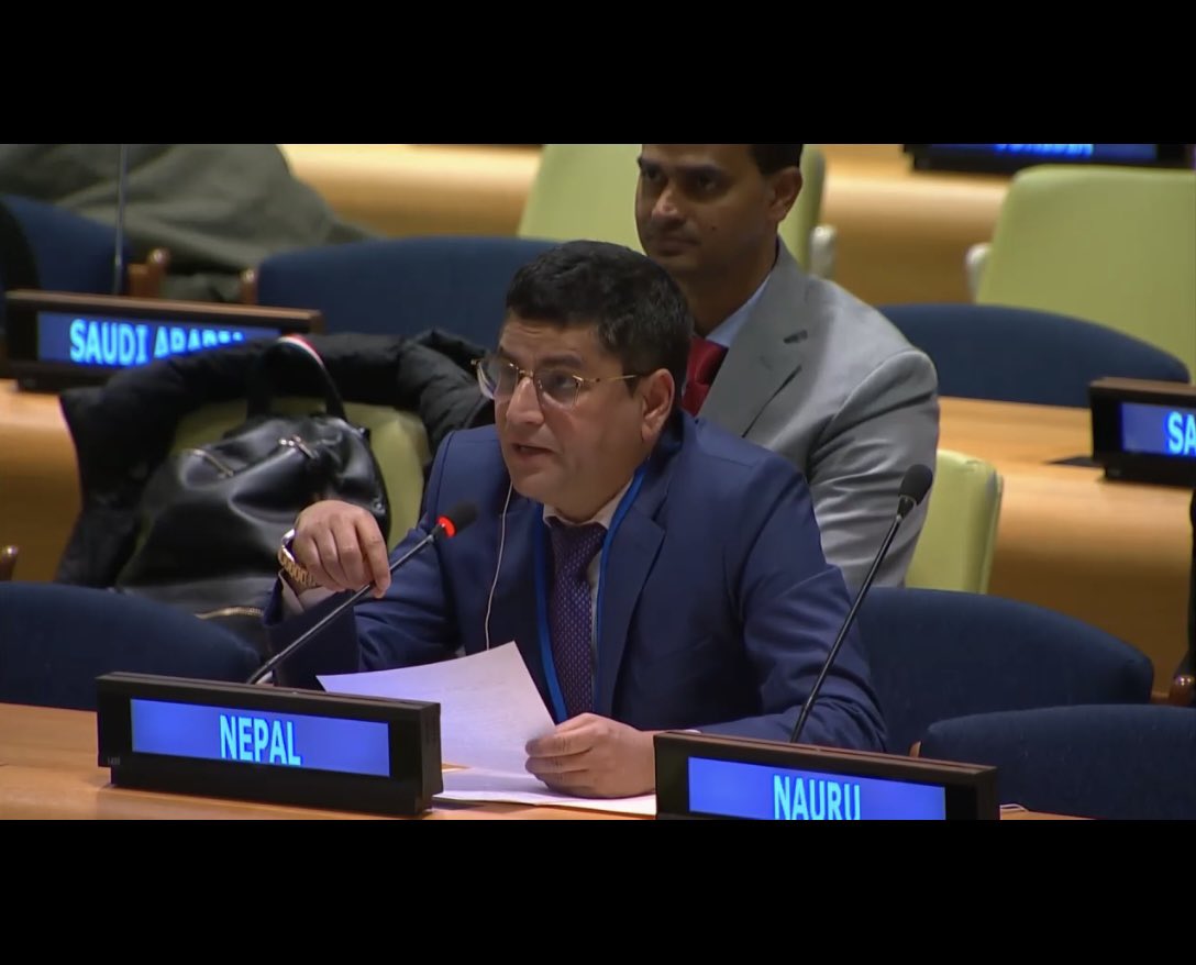 Highlighting huge financing gap Nepal faces, JS @NepalSk456 called for more grants, concessional sources, & foreign investment to boost growth, support entrepreneurship & address climate change, calling for reforms of int’l financial architecture at #2024 ECOSOC FfD  Forum