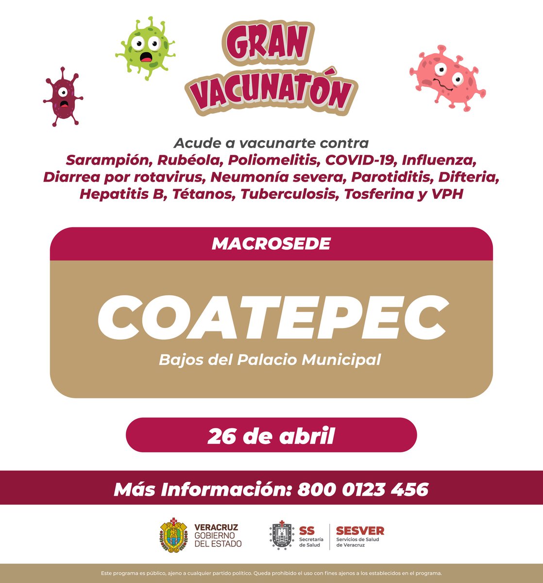 GobiernoVer's tweet image. ¡Mañana inicia en estos municipios! 🔴💉

Continuando con las jornadas del “Gran Vacunatón 🦠” a partir de este viernes 26 se suman las sedes de #Córdoba, #Coatepec y #Cosoleacaque.

Llama al 800 0123 456 para más informes ☎️
