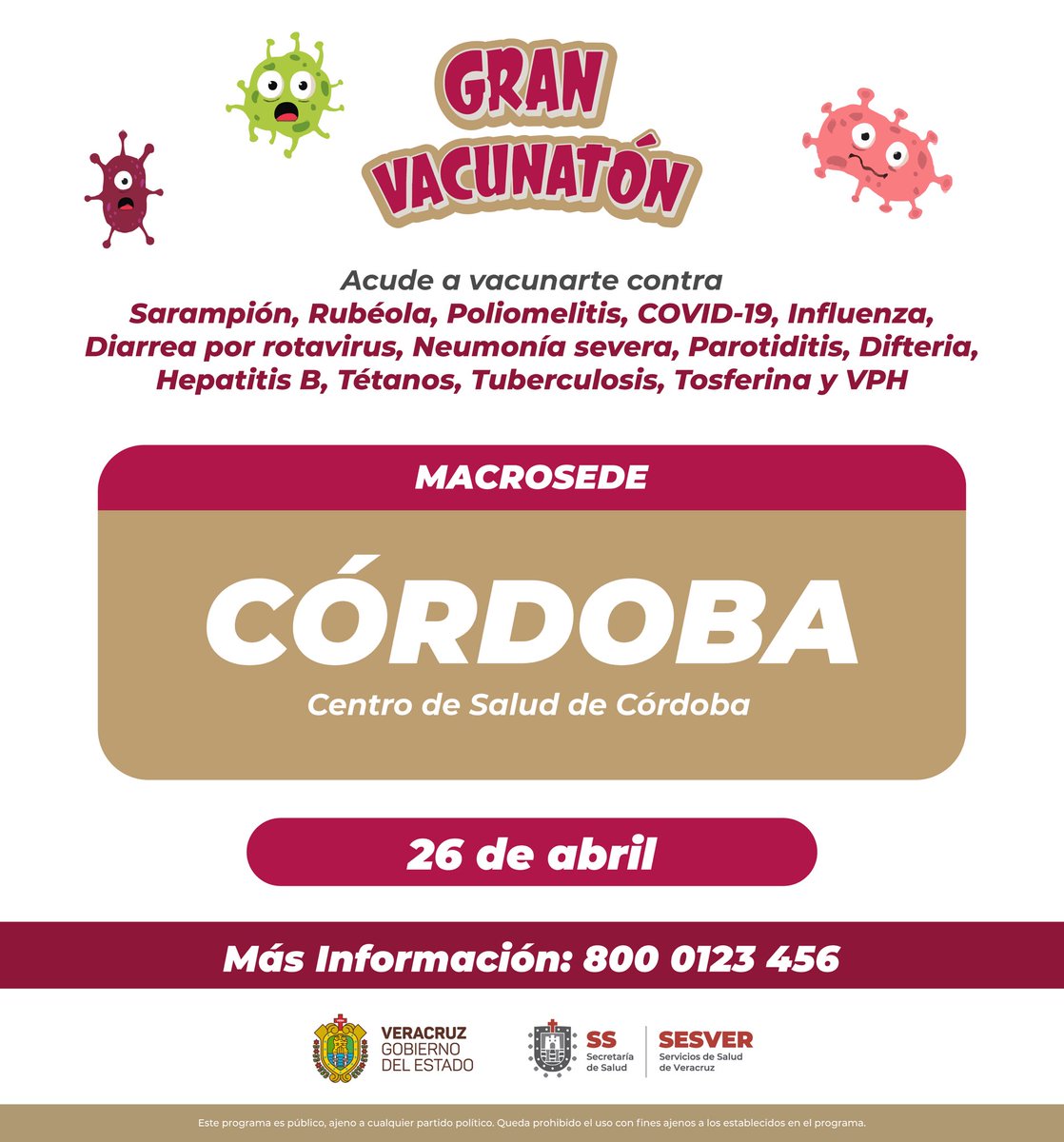 GobiernoVer's tweet image. ¡Mañana inicia en estos municipios! 🔴💉

Continuando con las jornadas del “Gran Vacunatón 🦠” a partir de este viernes 26 se suman las sedes de #Córdoba, #Coatepec y #Cosoleacaque.

Llama al 800 0123 456 para más informes ☎️
