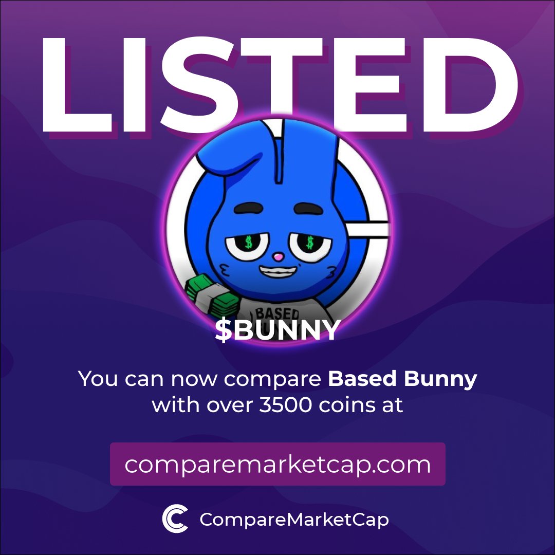 $BUNNY is now listed on CompareMarketCap! 📈$21M 💸$0.029 Check out Based Bunny on: - Website: basedbunny.wtf - X: @bunnycoinbased - Telegram: t.me/basedbunny You can now compare Based Bunny with over 3500 coins on comparemarketcap.com/coin/based-bun…