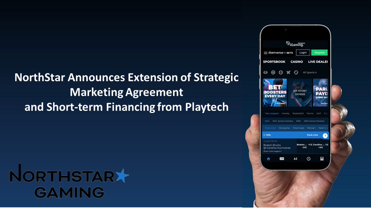 TSXV $BET; OTCQB $NSBBF - @NorthStarBet - Extension of Marketing Agreement and Short-term Financing From Playtech
Full Announcement: bit.ly/49VingH

#esports #sportsbets #sports #esportsindustry #entertainmentindustry #gamification #fanengagement #gaming #gaming_news