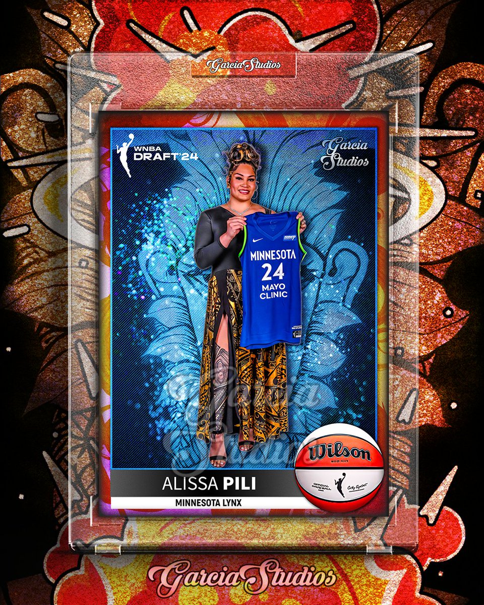 Alissa Pili 8th pick 🏀2024 WNBA Draft the Minnesota Lynx Custom FAN ART CARD⁠ #GarciaStudios #cardart⁠ist⁠ ⁠ 👉🏽“I'm carrying my culture on my back,” for #Indigenous and #Polynesian fans.⁠ ⁠ ⁠ #alissapili #mnlynx #pili #basketball #wnba #basketballcards #wnbadraft #nba