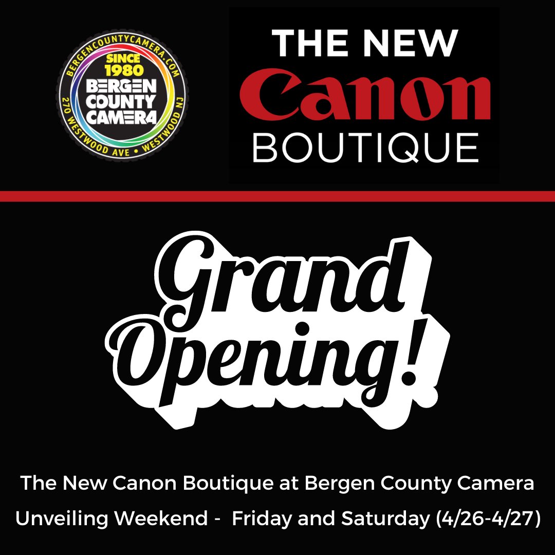 The New Canon Boutique at Bergen County Camera - Grand Opening April 26-27th 

Learn more: blog.bergencountycamera.com/2024/04/new-ca…

#bergencountycamera #shoplocal #shopsmallbusiness #canon #photography #newjerseyphotographers #newjersey #canonphotography #landscapephotography #wideangle #canonrf