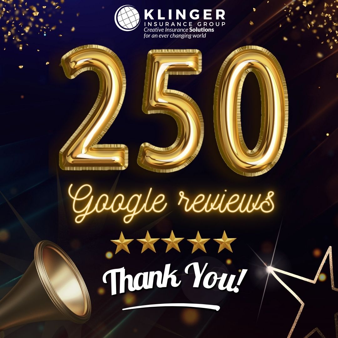 🎉 Milestone Alert 🎉 We've hit 250 Google reviews and it's all thanks to YOU! 🙌 Your support means the world to us. If we've made your day, don't forget to share the love with a 5-star review at g.page/r/CZ7VmCotvvWb…💫🎉 #Grateful #CustomerLove #KlingerInsuranceGroup