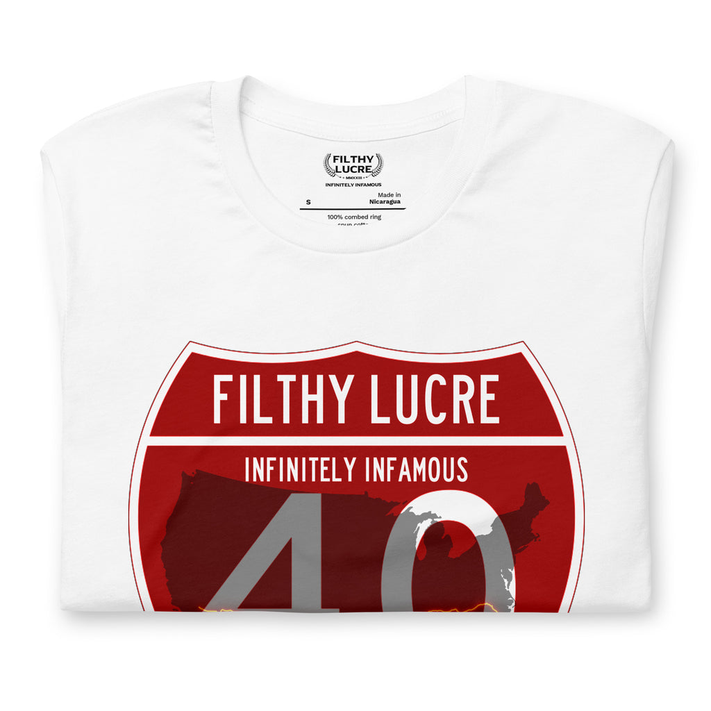 I-40 / CORRIDOR A T-SHIRT – ROUTES OF DESTINY by FILTHY LUCRE CLOTHING COMPANY - INFINITELY INFAMOUS Only $35.00! Grab it 👉👉 shortlink.store/-gl__2eyq4mf 
#urbanwearclothing
#streetweardesigner
#dopeclothing
#streetfasion
#urbanbrand