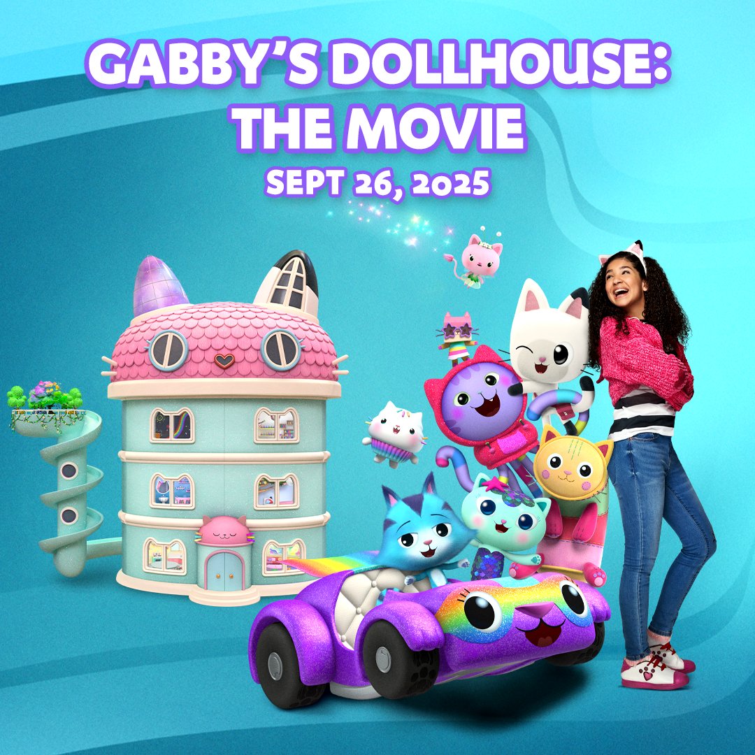 Cat-tastic news! 🎉😸 Gabby's Dollhouse: The Movie - coming to theaters September 26, 2025! #GabbysDollhouse