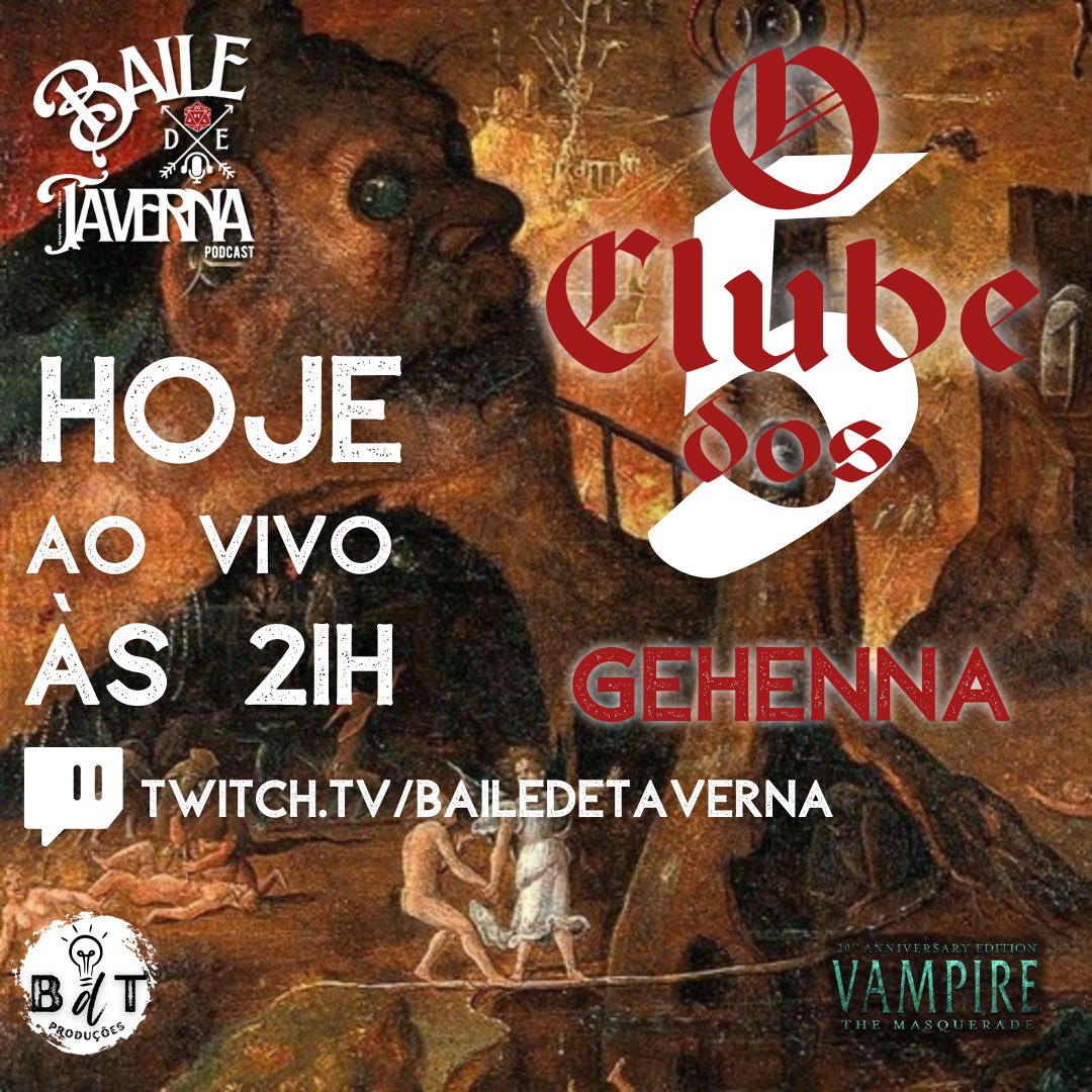em minutos estaremos ao vivo para o episódio 4 do Clube dos 5 - Gehenna

twitch.tv/bailedetaverna