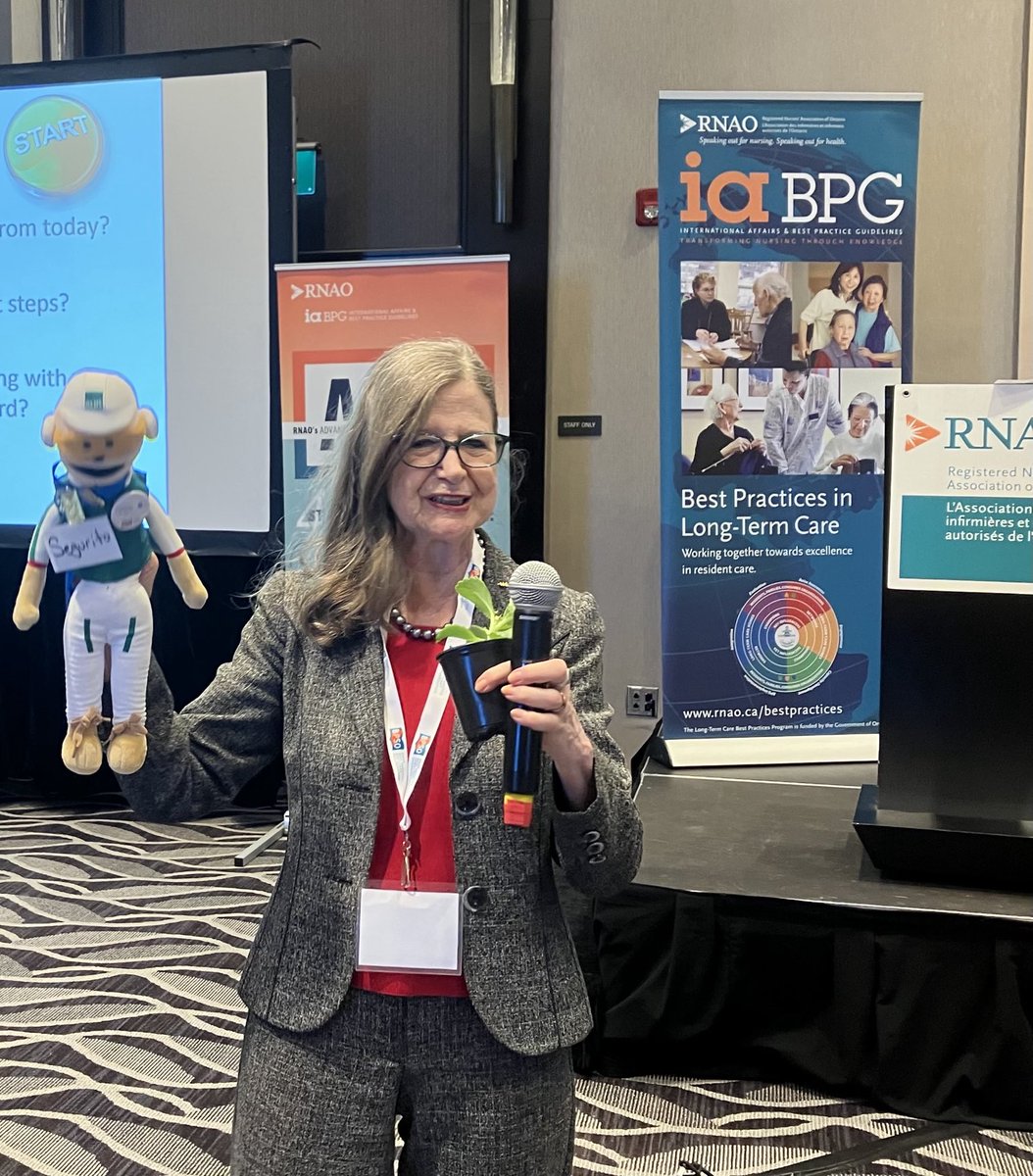 Mascots and metaphors! Fun at the @RNAO #BPSO launch. ⁦@AllisonKern8⁩ “Mother of millions” plant is a metaphor for the global 🌎BPSO social movement! Love it! ⁦@DorisGrinspun⁩