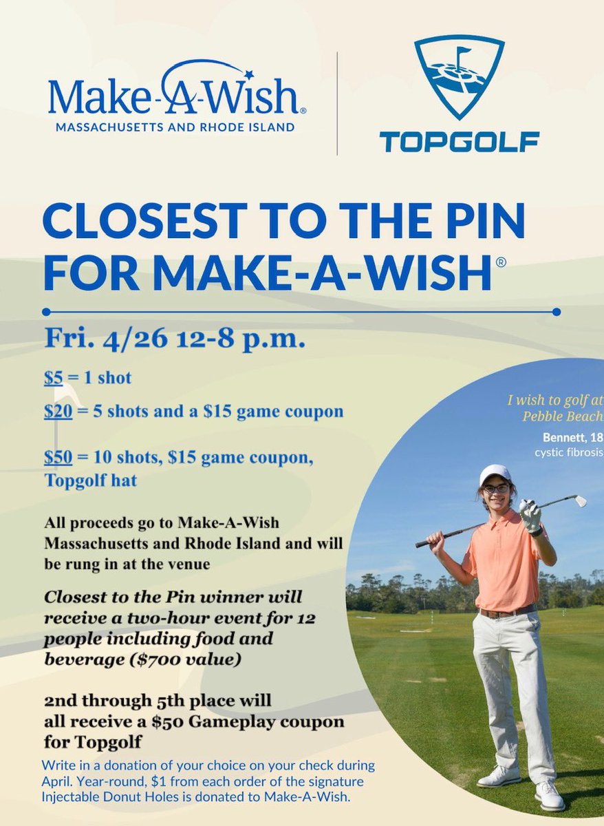 amadden36's tweet photo. Hope to see you at Topgolf Boston-Canton tomorrow! 
#makeawish https://t.co/I1ahg911Lf