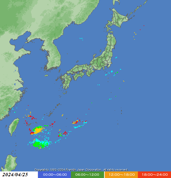 昨日の落雷状況 franklinjapan.jp/raiburari/ligh…