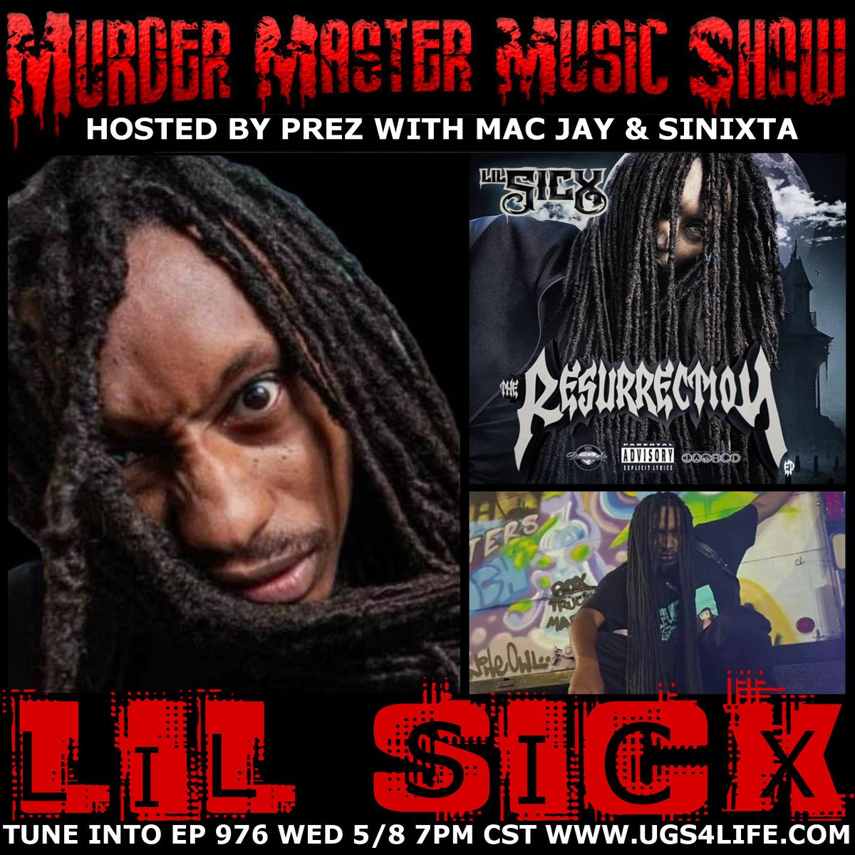 Tune into Ep 976 Wed 5/8 7pm CST 
w/  @lilsicx at ugs4life.com 
Like, Share, Follow 
Murder Master Music Show 

#lilsicx
#siccness
#murdermastermusicshow
#undergroundrap
#realrap
#sacramento 
#sactown
#originalrappodcast
#rapinterview
#hiphopinterview 
#UGS4LIFE