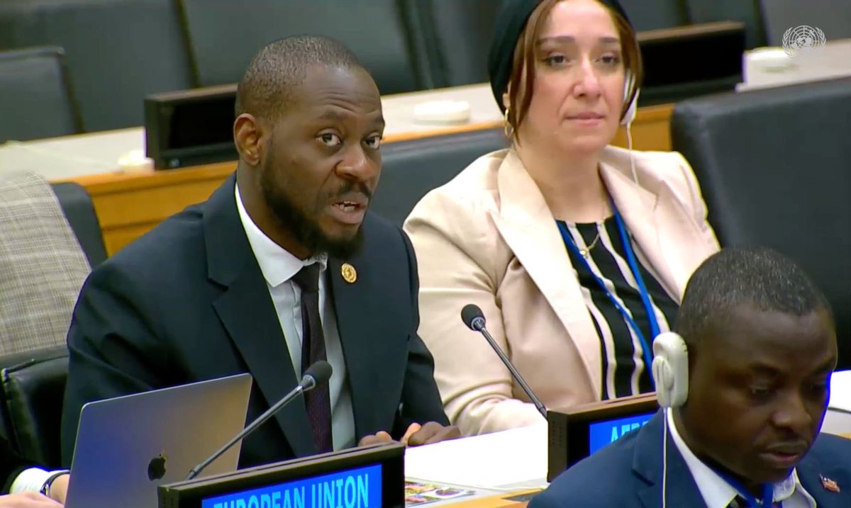 At the invitation of the #PBC Chair @AfricanUnionUN participated at today's @UNPeacebuilding briefing. @ZAlghali on behalf of @FKMohammed commended the adoption of UNGA Res 78/257 to support MS stabilisation & sustainable #peace efforts in line w/ AU #PCRD Policy & #AUUN p/ship.