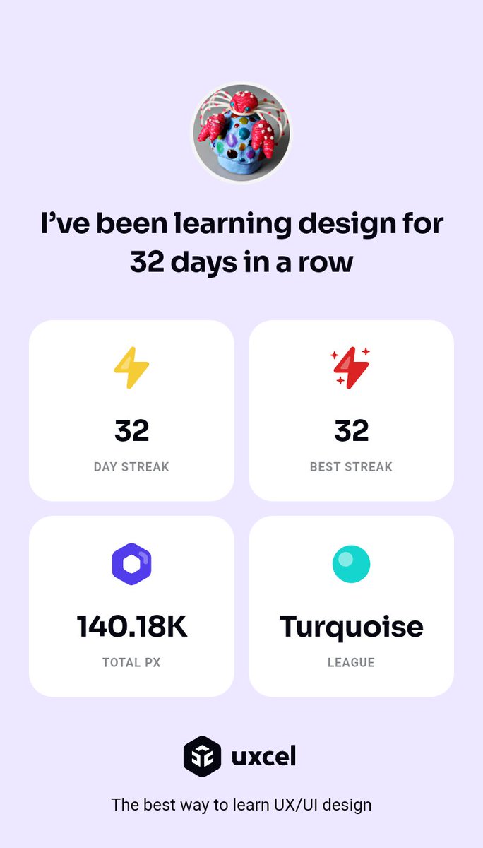 ornagle's tweet photo. 📈💯I'm been practicing for 30+ days @uxcelapp https://t.co/cAe06PiK4Z