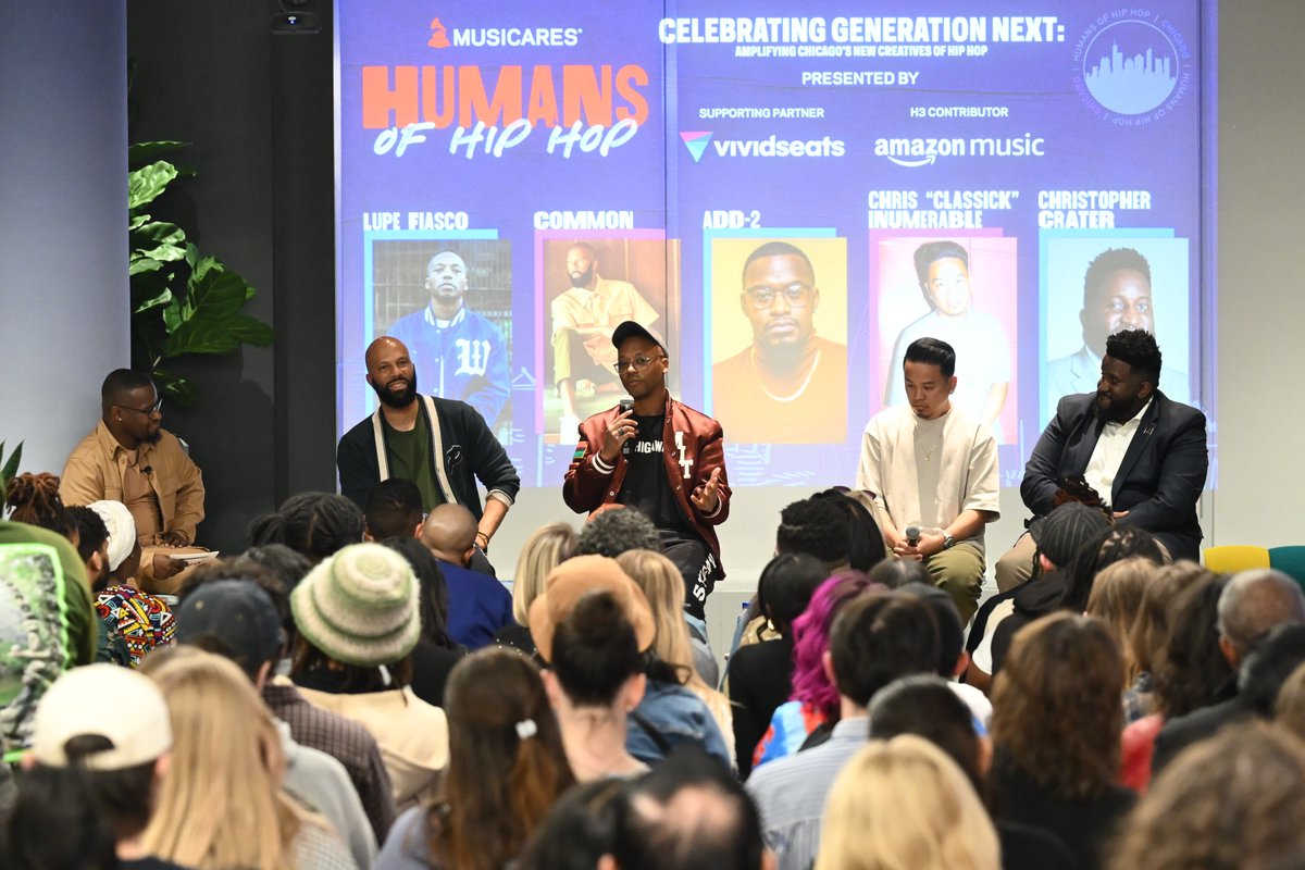 Set at the @vividseats Chicago headquarters, we brought impactful panel speakers together who have shaped the cultural landscape of the city – Christopher Crater from the @obamafoundation, @chrisclassick, @common, and @lupefiasco 🎤 #HumansofHipHop