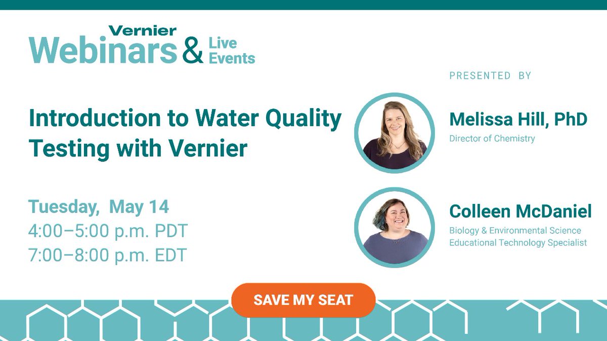 Join #STEM experts @birdeenmcdaniel and Dr. Melissa Hill on 5/14 for Introduction to Water Quality Testing with Vernier. See how students can use Go Direct® sensors to investigate dissolved oxygen, pH, and conductivity.  inspire.vernier.com/water-quality-… #ITeachChemistry #ITeachBiology