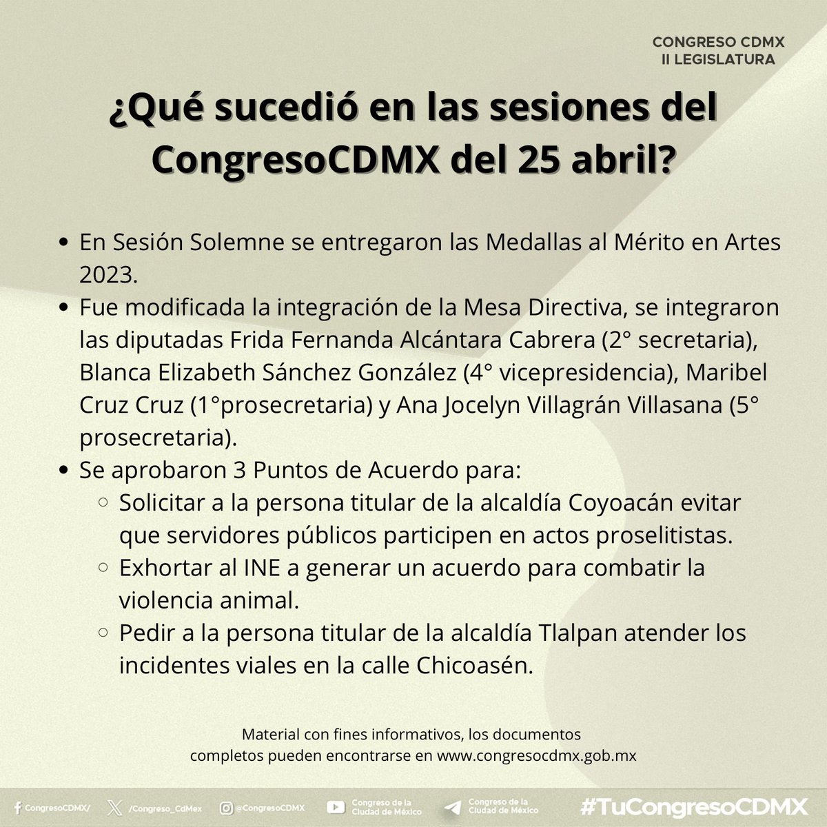 ▶️💬 Les compartimos el #ResumenInformativo de las noticias más destacadas del #CongresoCDMX. Aquí los detalles.