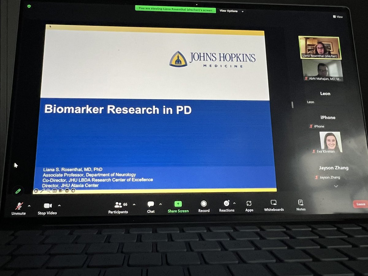 Dr. Liana Rosenthal @HopkinsNeuro presenting right now on speaking on Biomarker research in Parkinson’s disease. 

Current attendance: 80 neurologists (in practice or training) and climbing.