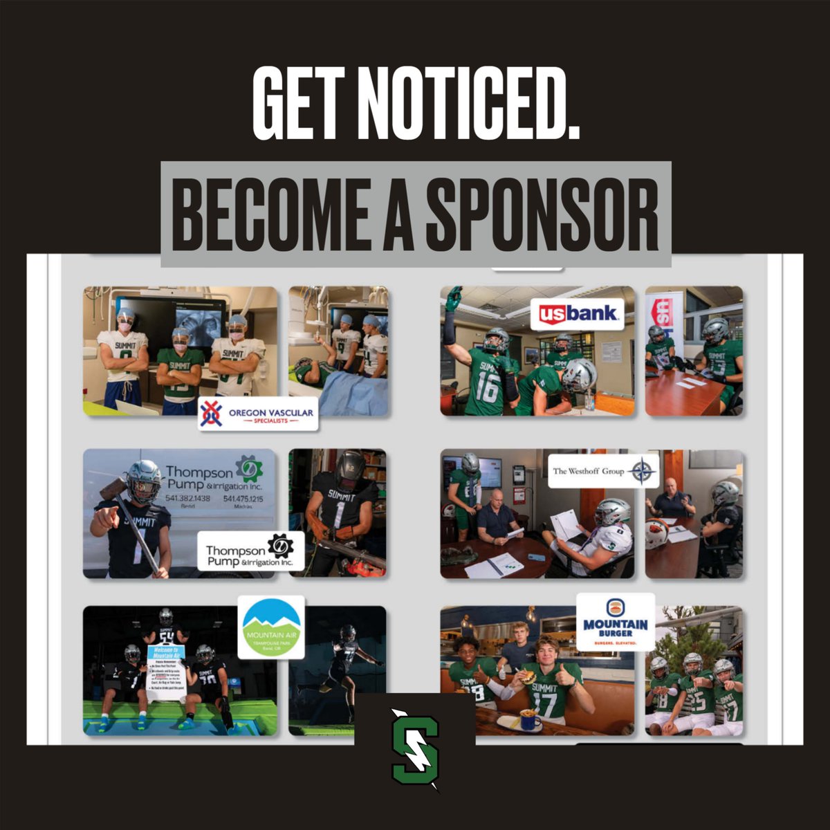 Summit Football is looking for our next group of business sponsors for the 2024 season. If you are interested in learning more, please go to summitstormfootball.com to see all the great options to support the Storm!