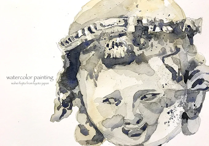 骨董市で見つけたメソポタミアの石像。いくらだったのだろう? #Watercolor #スケッチ #水彩画 #水彩画ワークショップ #京都の絵画教室  #淡彩略画  #透明水彩 #京都水彩画塾 #藤田わへい #新規塾生募集中 