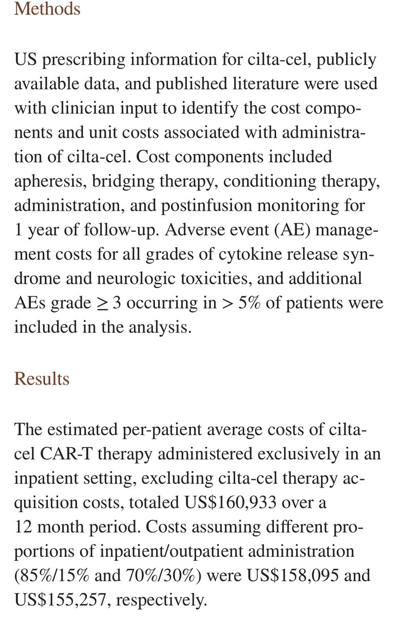 What’s the cost advantage of #DCVax administered in the community setting?

“For cilta-cel CAR-T therapy administered exclusively in an inpatient setting, costs amounted to $160,933 over 12 months.” #nwbo #Walgreens 

ncbi.nlm.nih.gov/pmc/articles/P…
