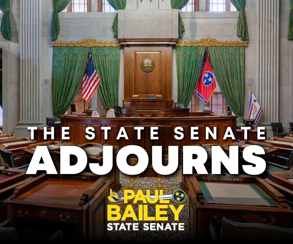 The Tennessee General Assembly has officially adjourned Sine Die. It’s been a session filled with important debates and decisions, all aimed at improving Tennessee. Thank you to #TNSen15 for allowing me to serve you!