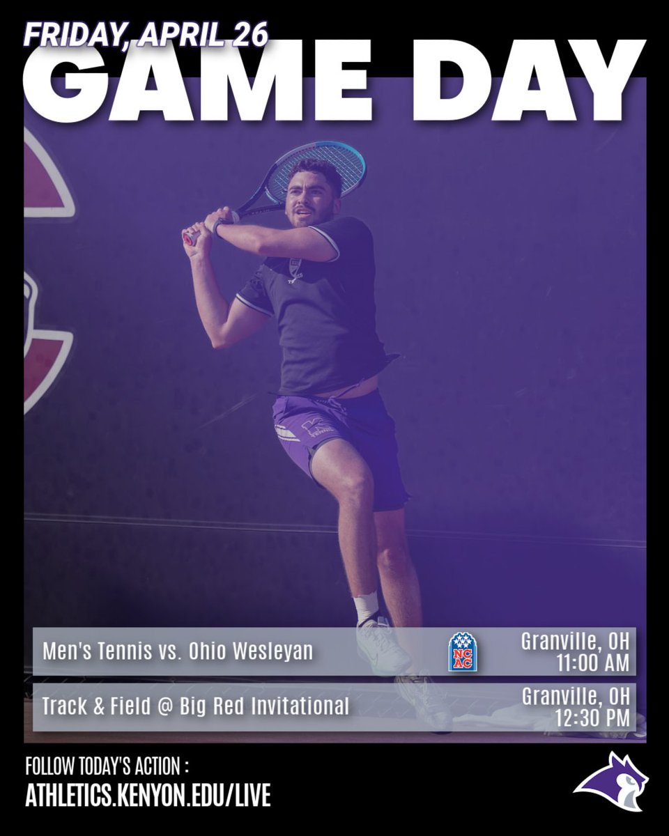 GAME DAY: Head to athletics.kenyon.edu/live for ways to follow today's Owls action!