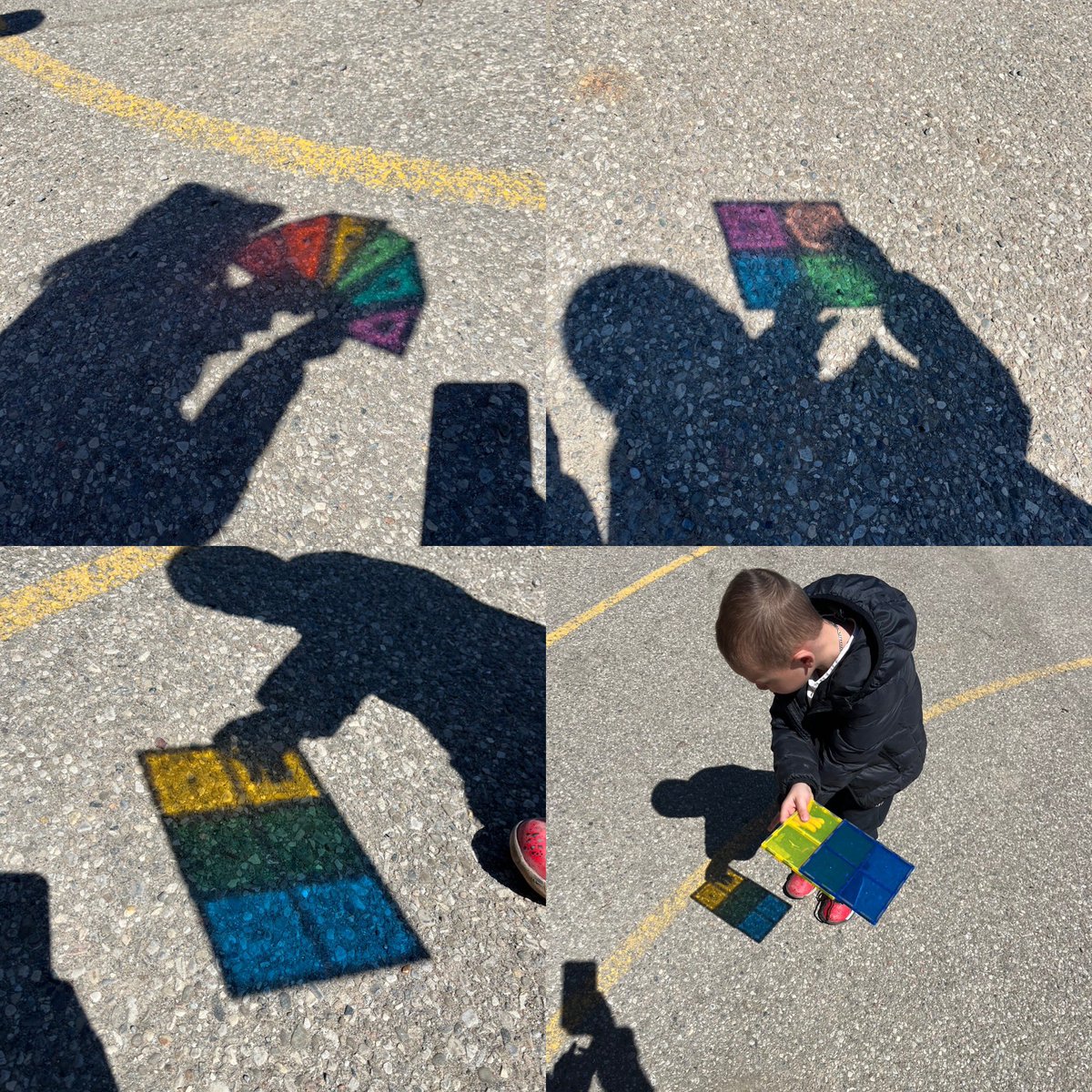 One friend noticed when the sun ☀️ shone through her water bottle she could see the colour on the ground. We wondered what else we had would do the same thing! ❤️ @PrincipalJLMit1 @GEDSB