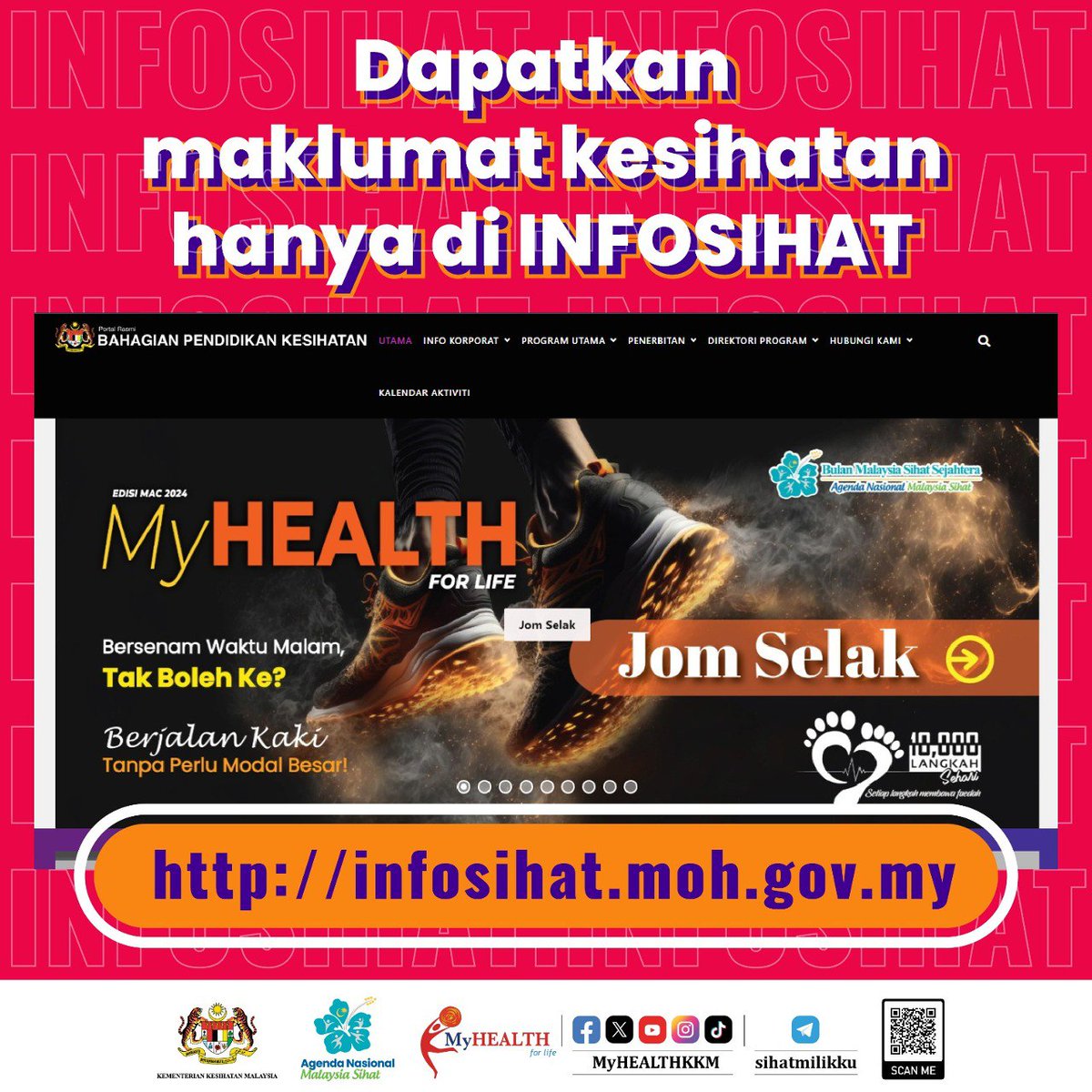 Anda perlukan risalah/infografik/poster berkaitan kesihatan?

Dapatkan di Infosihat. Ambil maklum pertukaran URL kami ke infosihat.moh.gov.my.

Jom layari sekarang!

#ANMS
#sihatmilikku
#SihatMilikSelangor